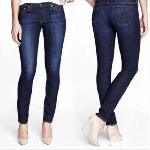 AG Adriano Goldschmied The Stilt Cigarette Leg Skinny Jeans Faded Leg Dark Wash - Picture 1 of 11
